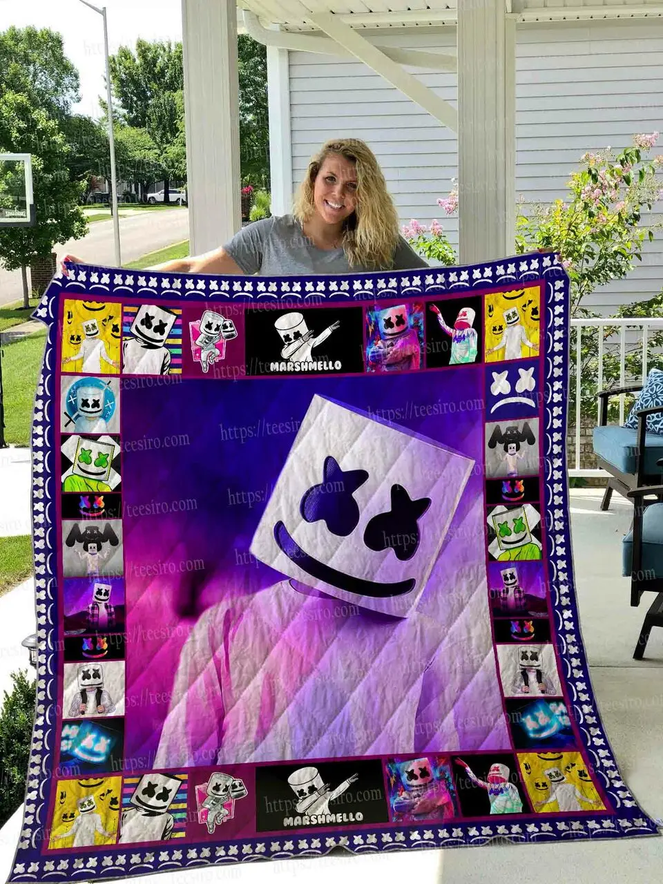 Marshmello Quilt Blanket 01 and Home Decor