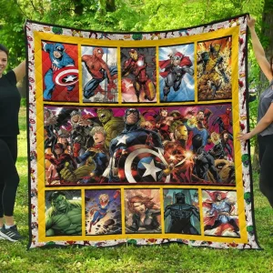 Marvel Comic Black Premium Quilt Blanket Quilt and Home Decor
