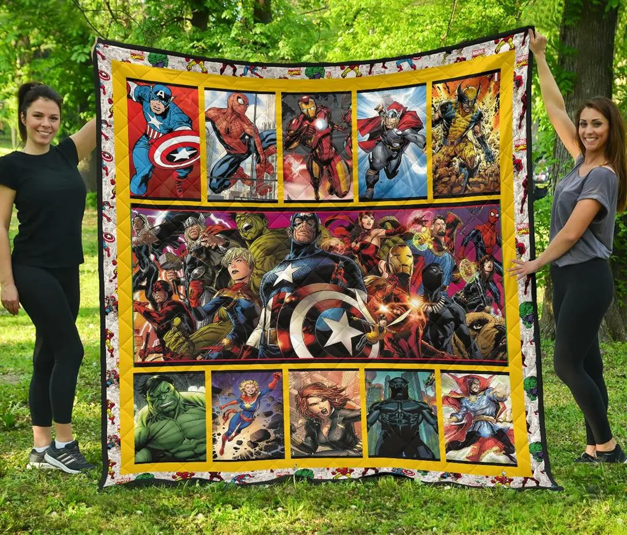 Marvel Comic Black Premium Quilt Blanket Quilt and Home Decor