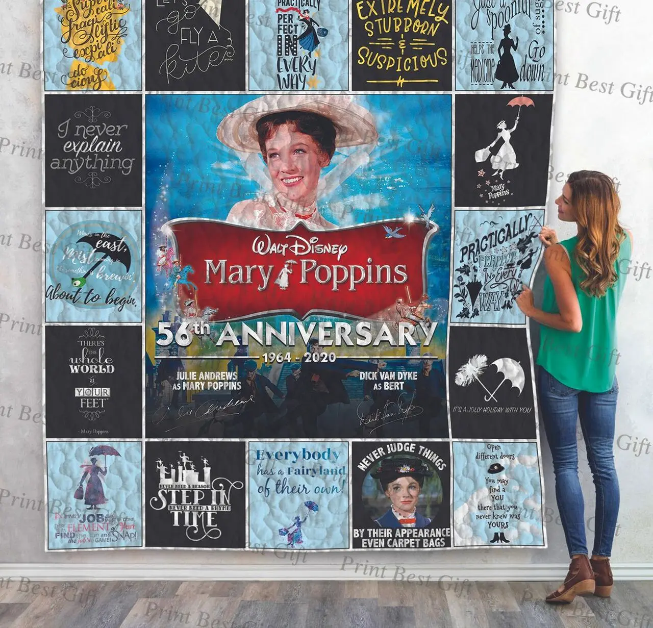 Mary Poppins Poster Quilt Blanket and Home Decor