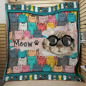 Meow Cat Quilt and Home Decor