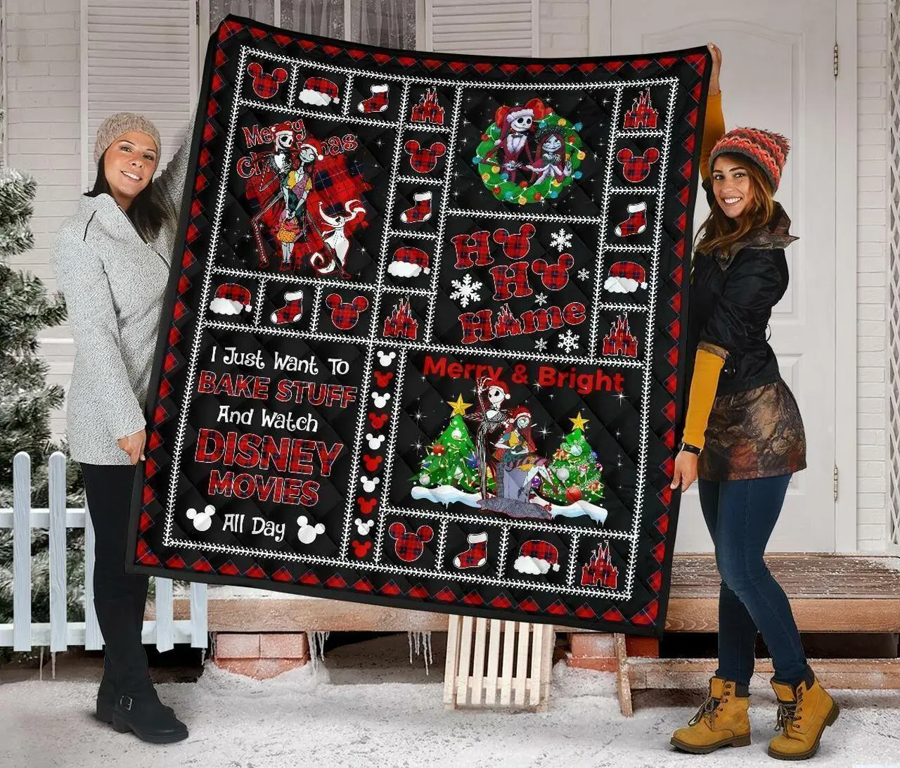 Merry Christmas Jack & Sally Xmas Gift Quilt and Home Decor