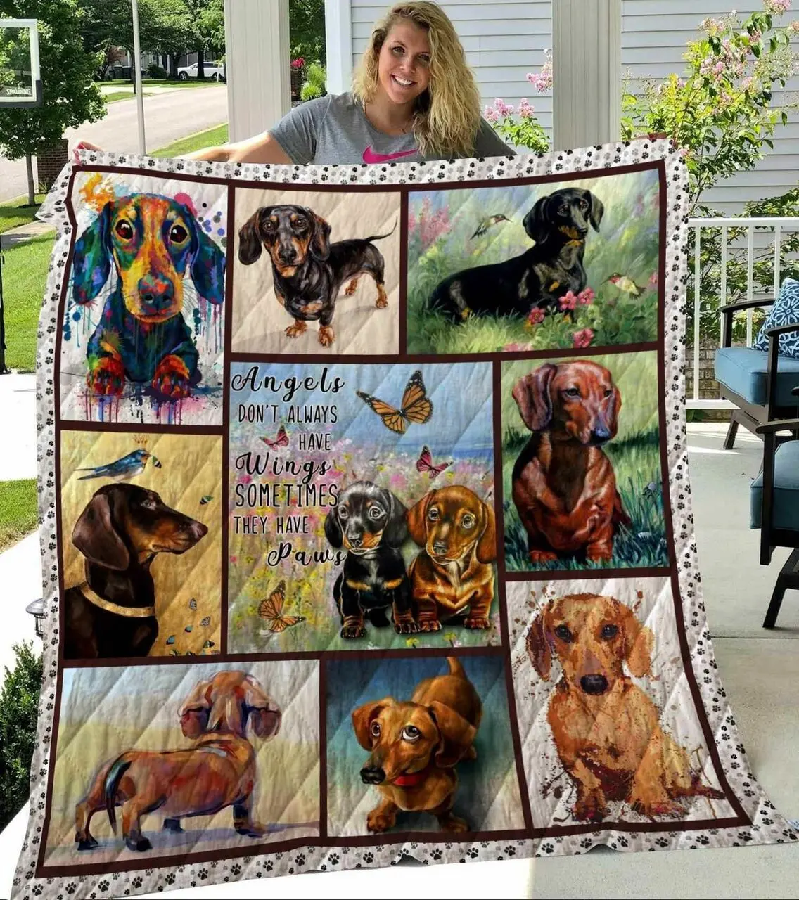 Mhqd00030 Dachshund Blanket Th1709 Quilt and Home Decor