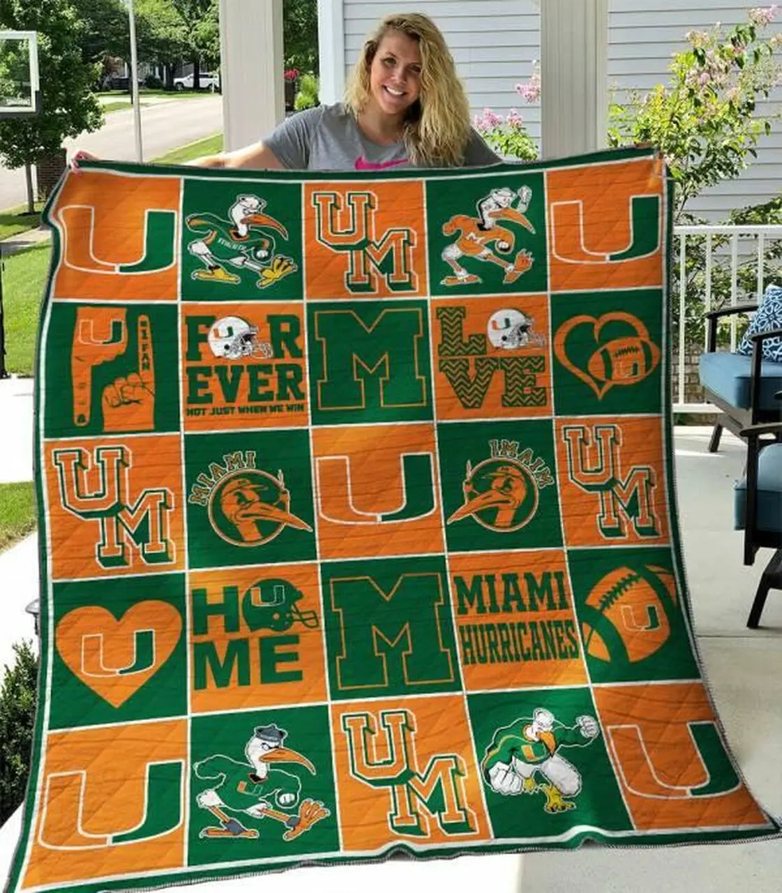 Miami Hurricanes Quilt Blanket B100611 Quilt and Home Decor