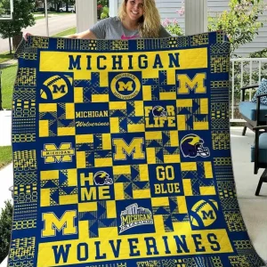 Michigan Wolverines 2 Blanket Th1607 Quilt and Home Decor