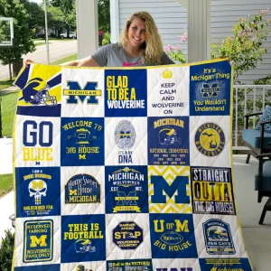 Michigan Wolverines Quilt Blanket 02 and Home Decor