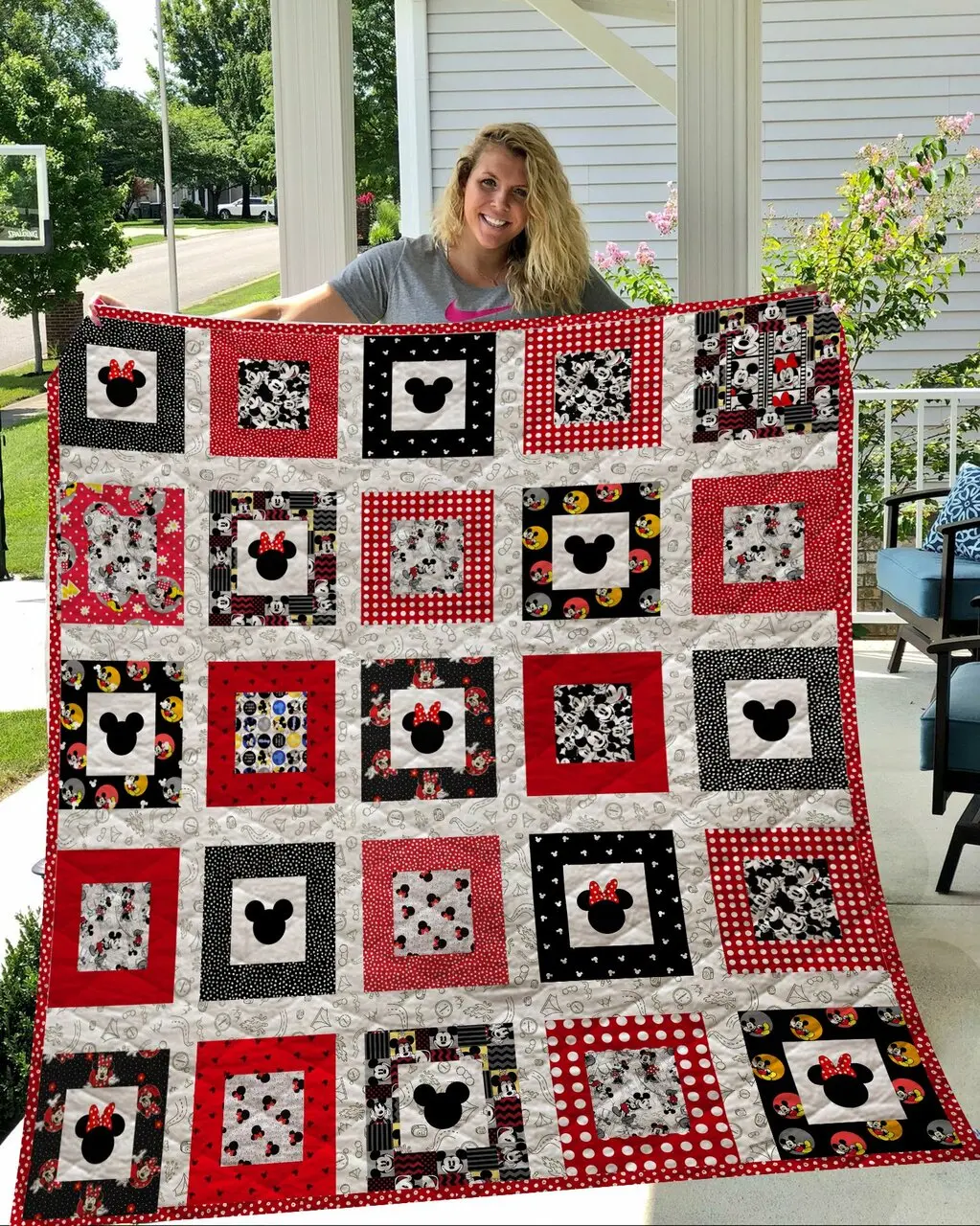 Mickey And Minnie Quilt Blanket Quilt and Home Decor