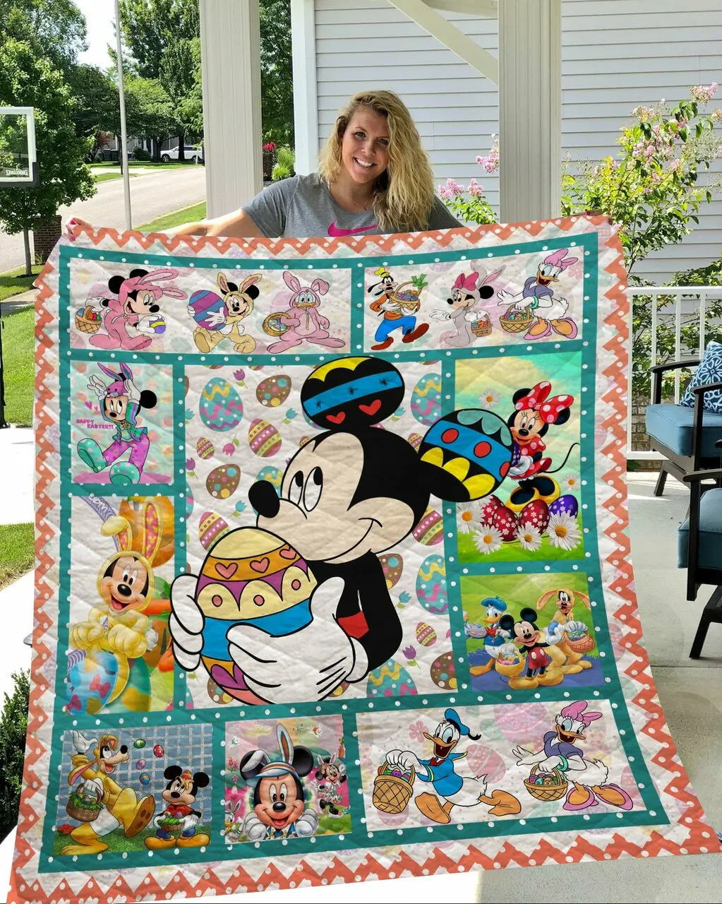 Mickey Egg Easter Day Quilt Quilt and Home Decor