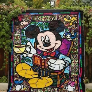 Mickey Mouse Book Coffee Quilt Blanket Quilt and Home Decor