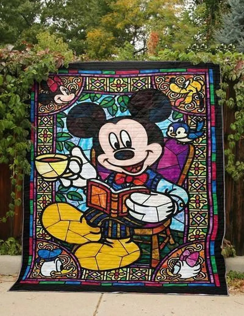 Mickey Mouse Book Coffee Quilt Blanket Quilt and Home Decor