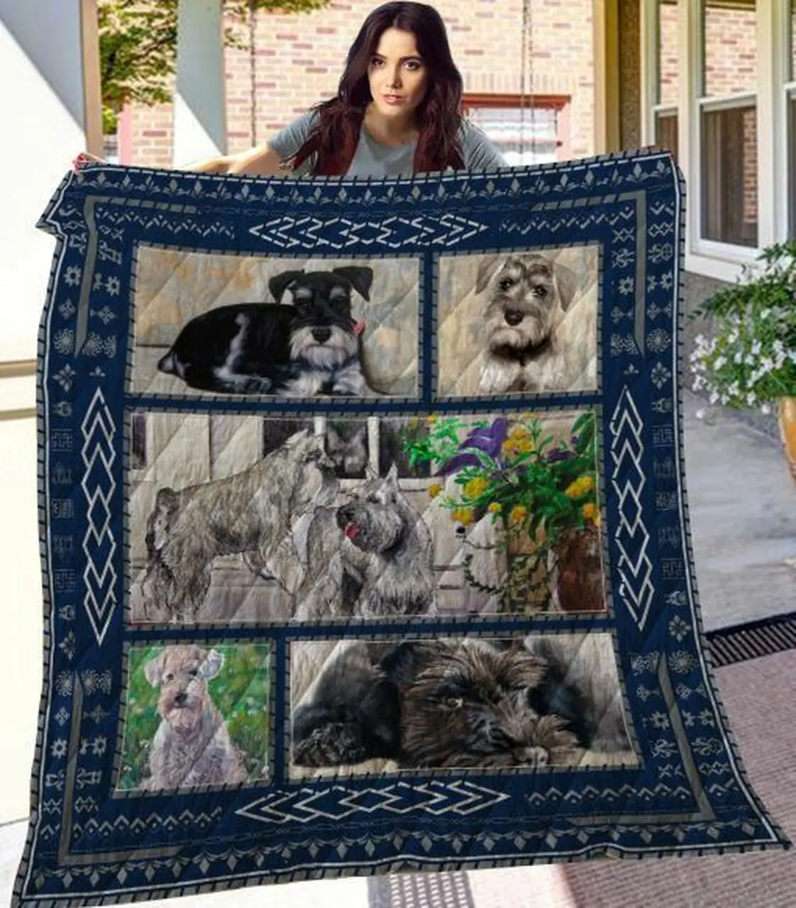 Miniature Schnauzer Cl08110300Mdq Quilt Blanket and Home Decor