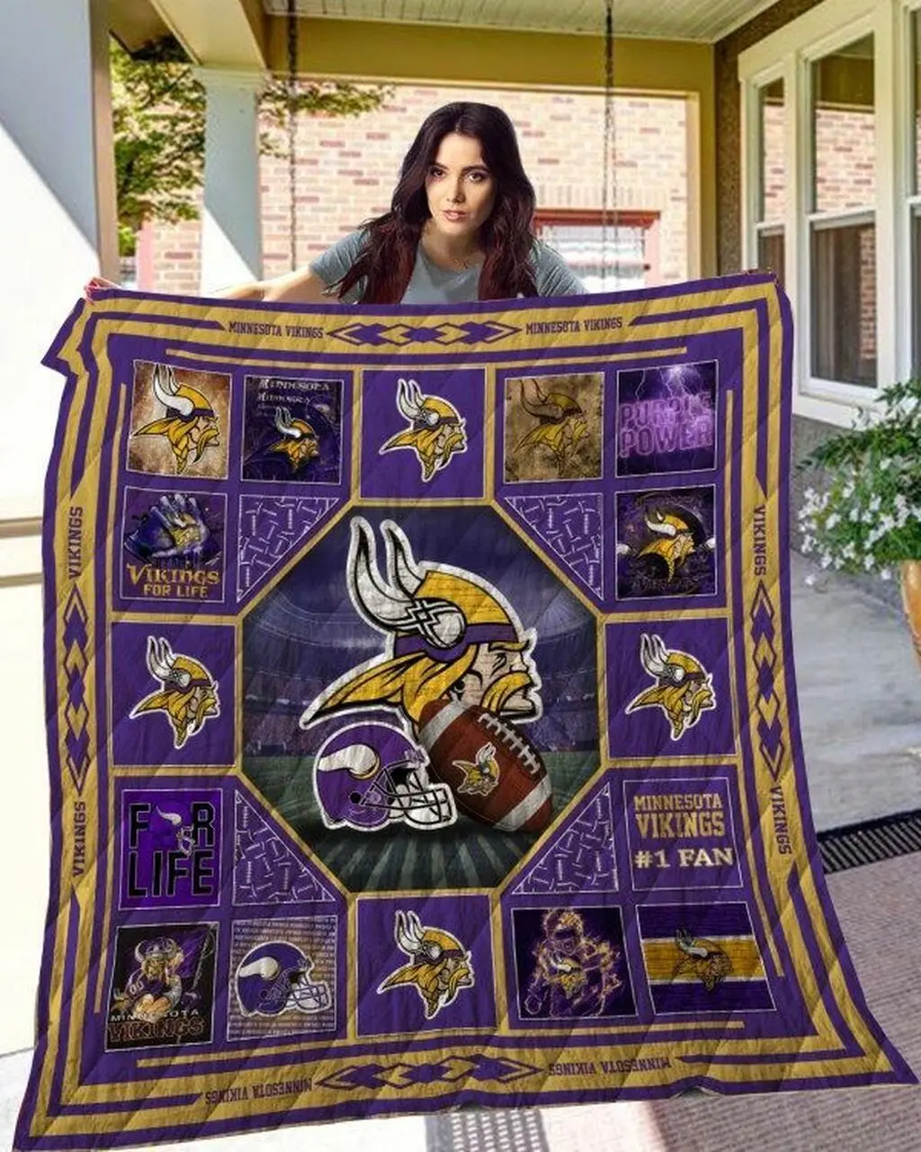 Minnesota Vikings 2 Quilt Blanket and Home Decor