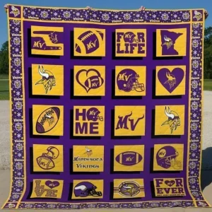 Minnesota Vikings Quilt Blanket 03 and Home Decor