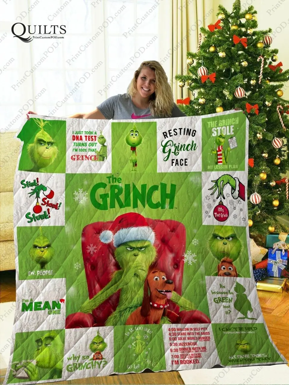 Mofi The Grinch Quilt Blanket Ver 1 and Home Decor