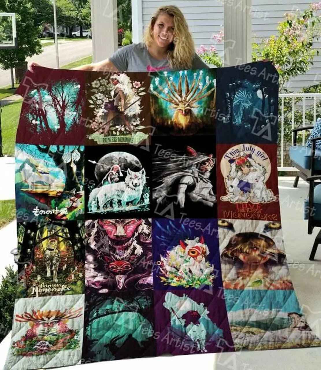 Mononoke Hime Quilt Blanket M120632 Quilt and Home Decor