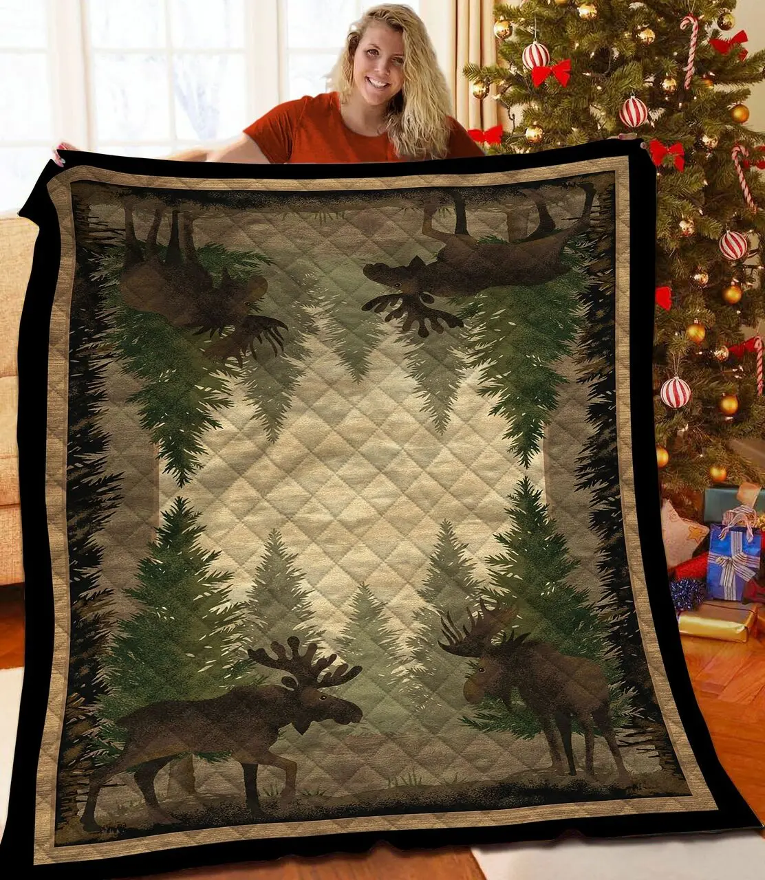 Moose Grove JFJ10049 3D Customized Quilt 2707 and Home Decor