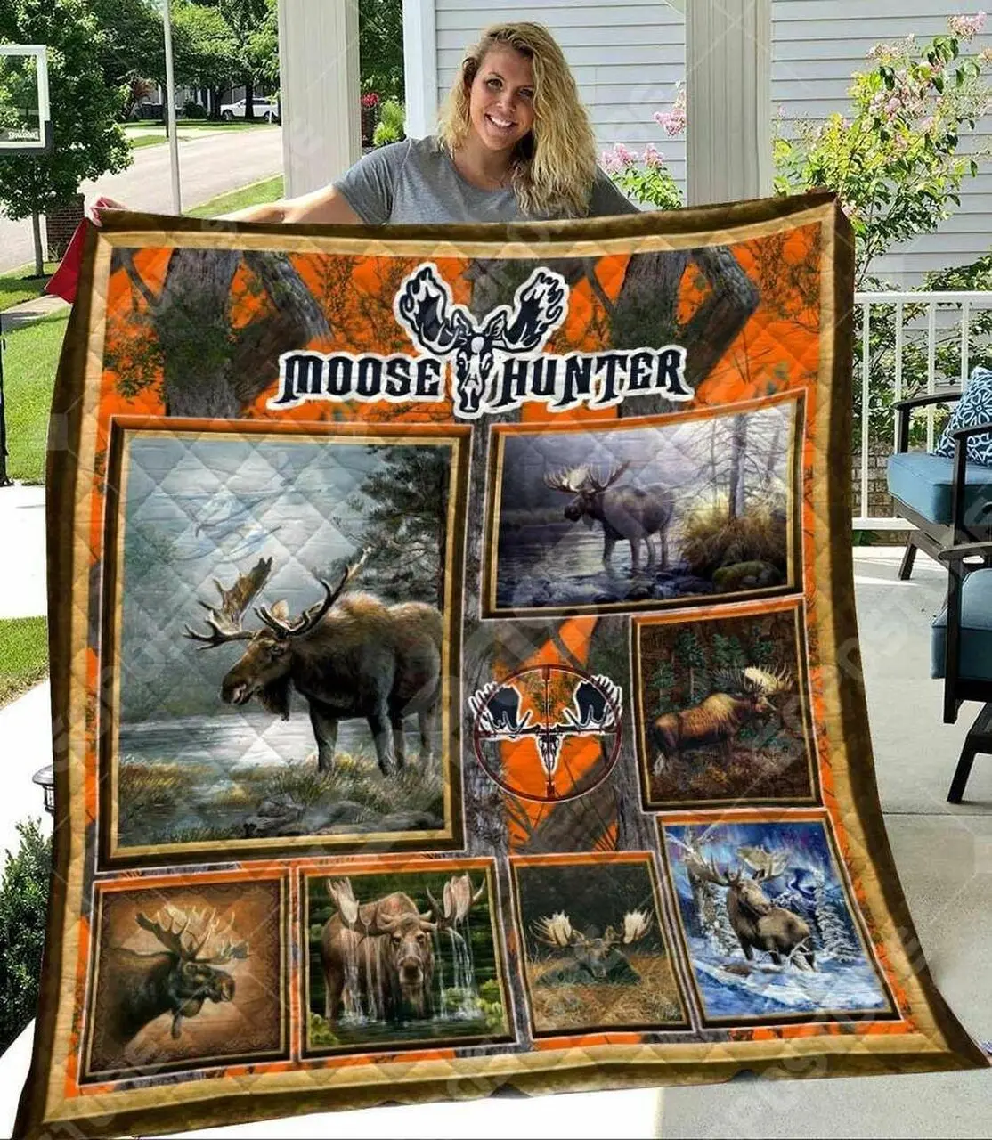 Moose Hunting Camo Like Ah Quilt Derqhc and Home Decor
