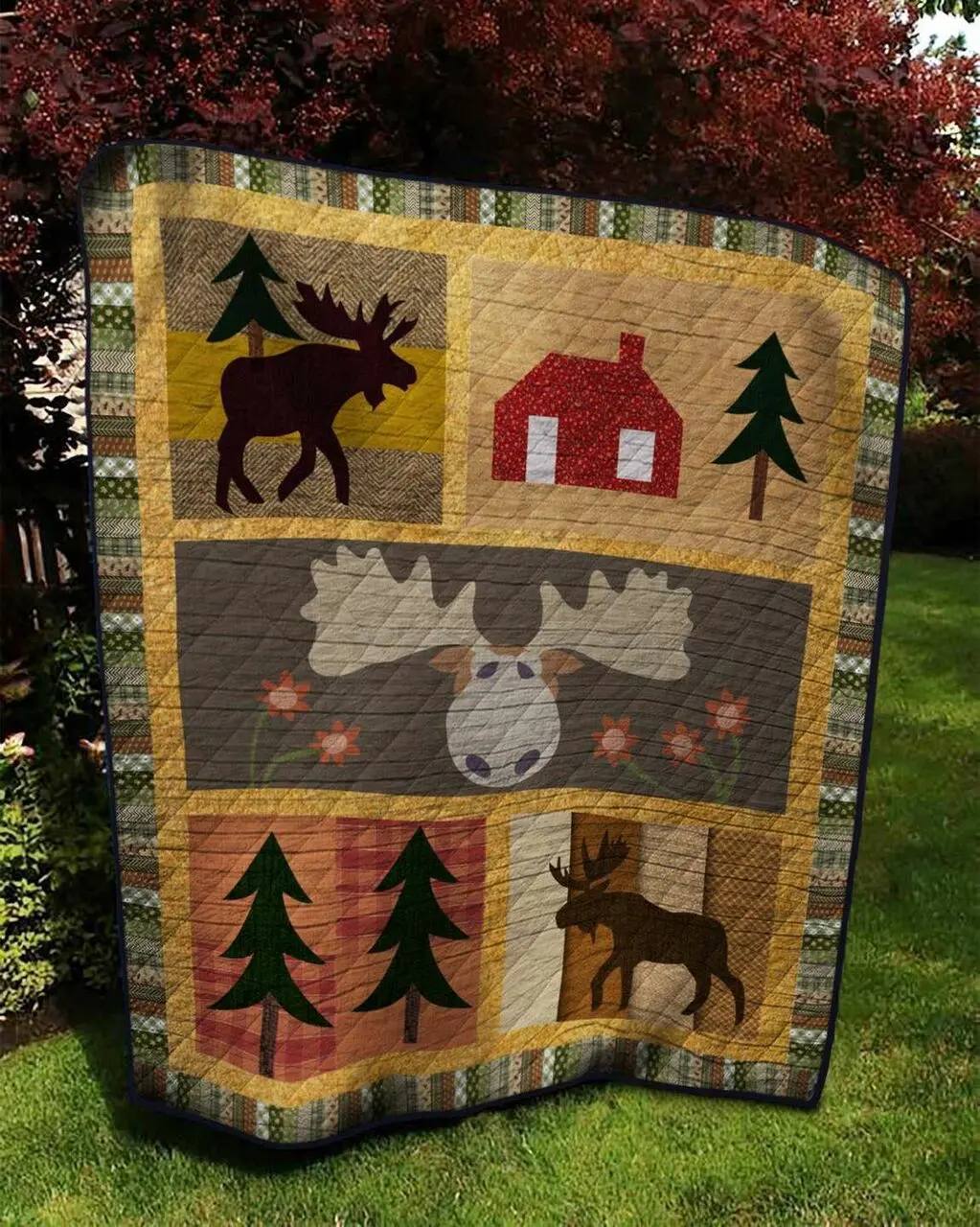 Moose Nx170511 Quilt Blanket and Home Decor