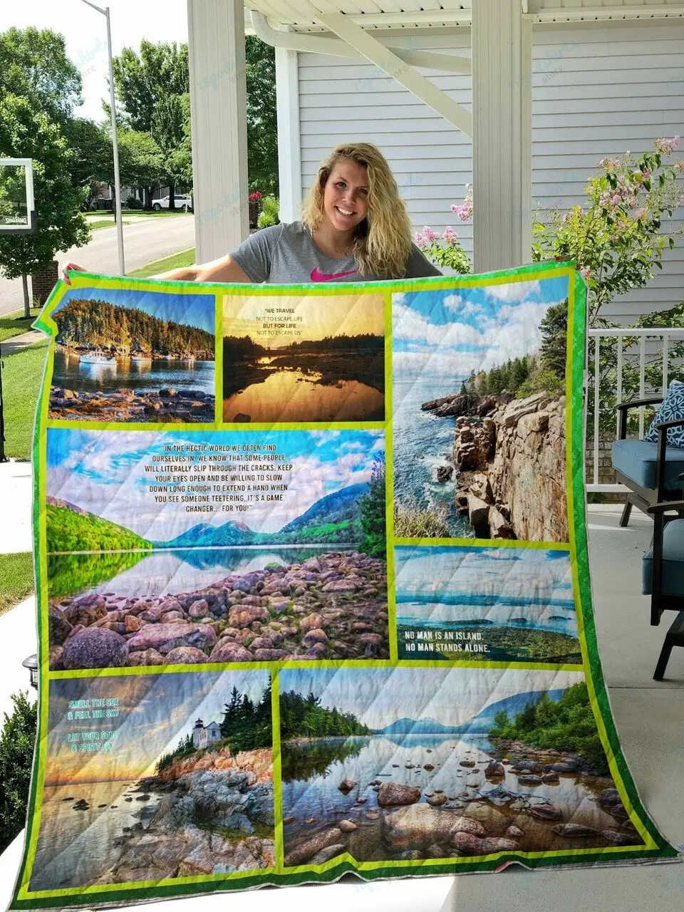 Mount Desert Island Quilt Blanket and Home Decor