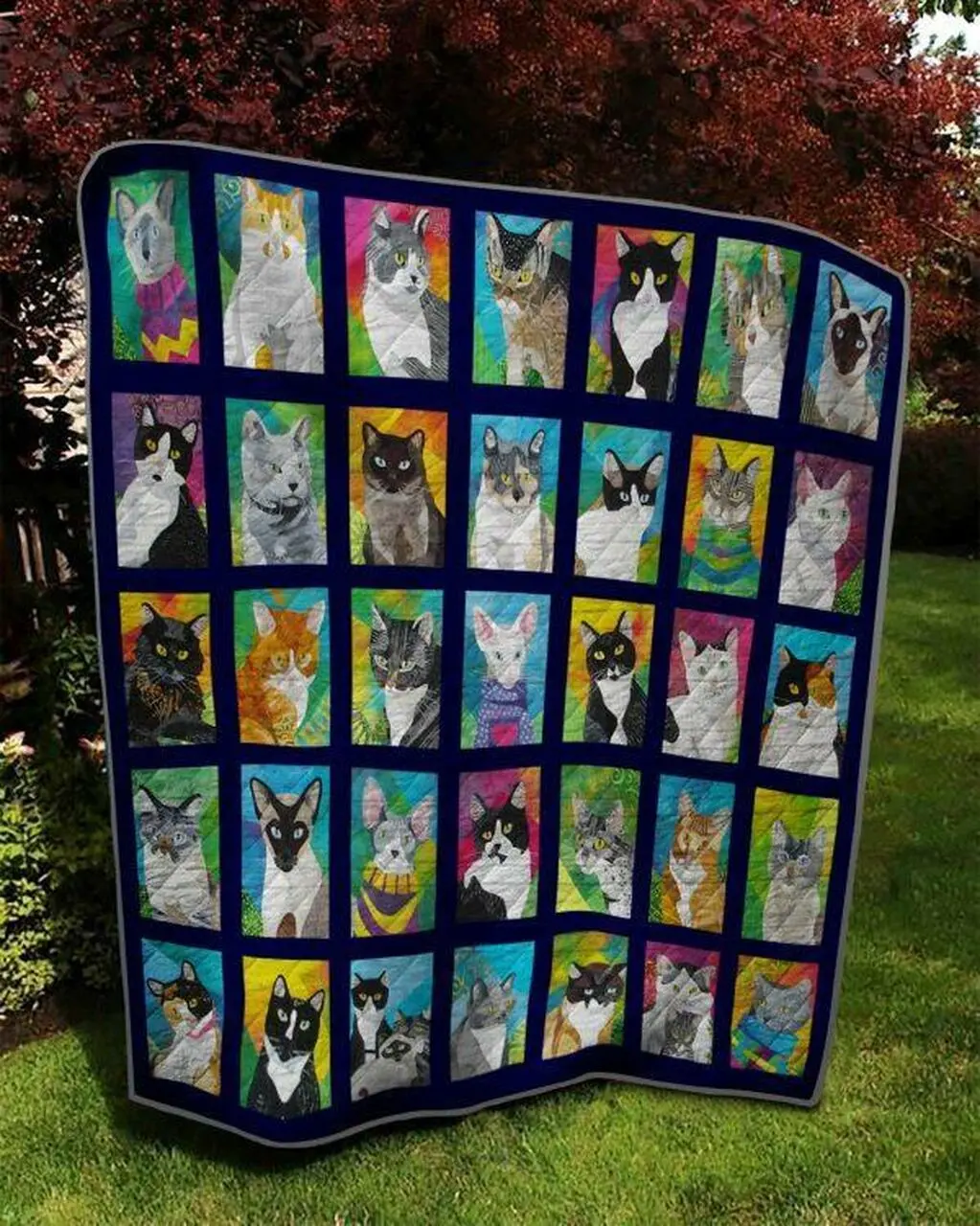 Multi Type Of Cats Quilt Blanket Quilt and Home Decor