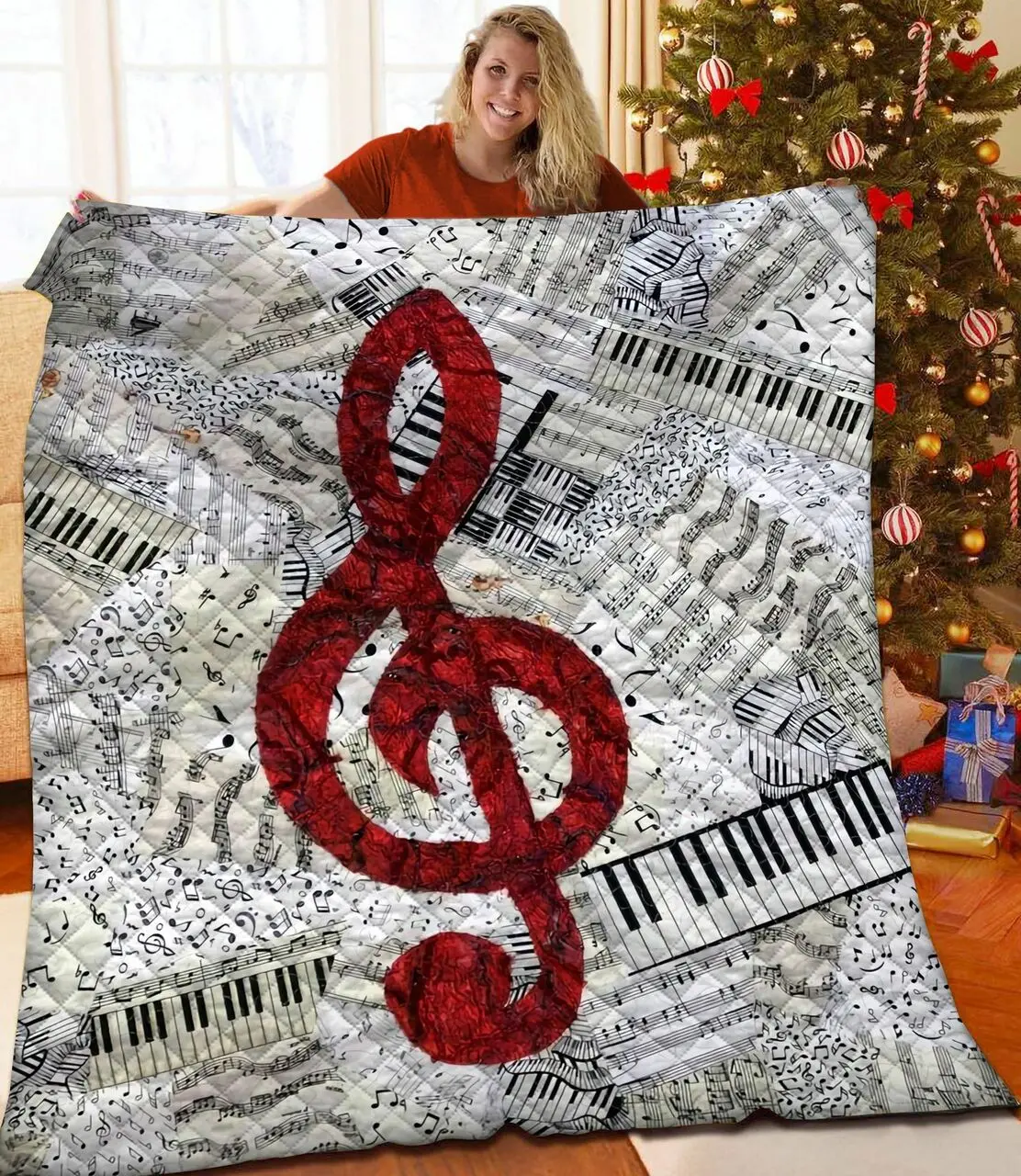 Music Note JFJ10211 3D Customized Quilt 2707 and Home Decor