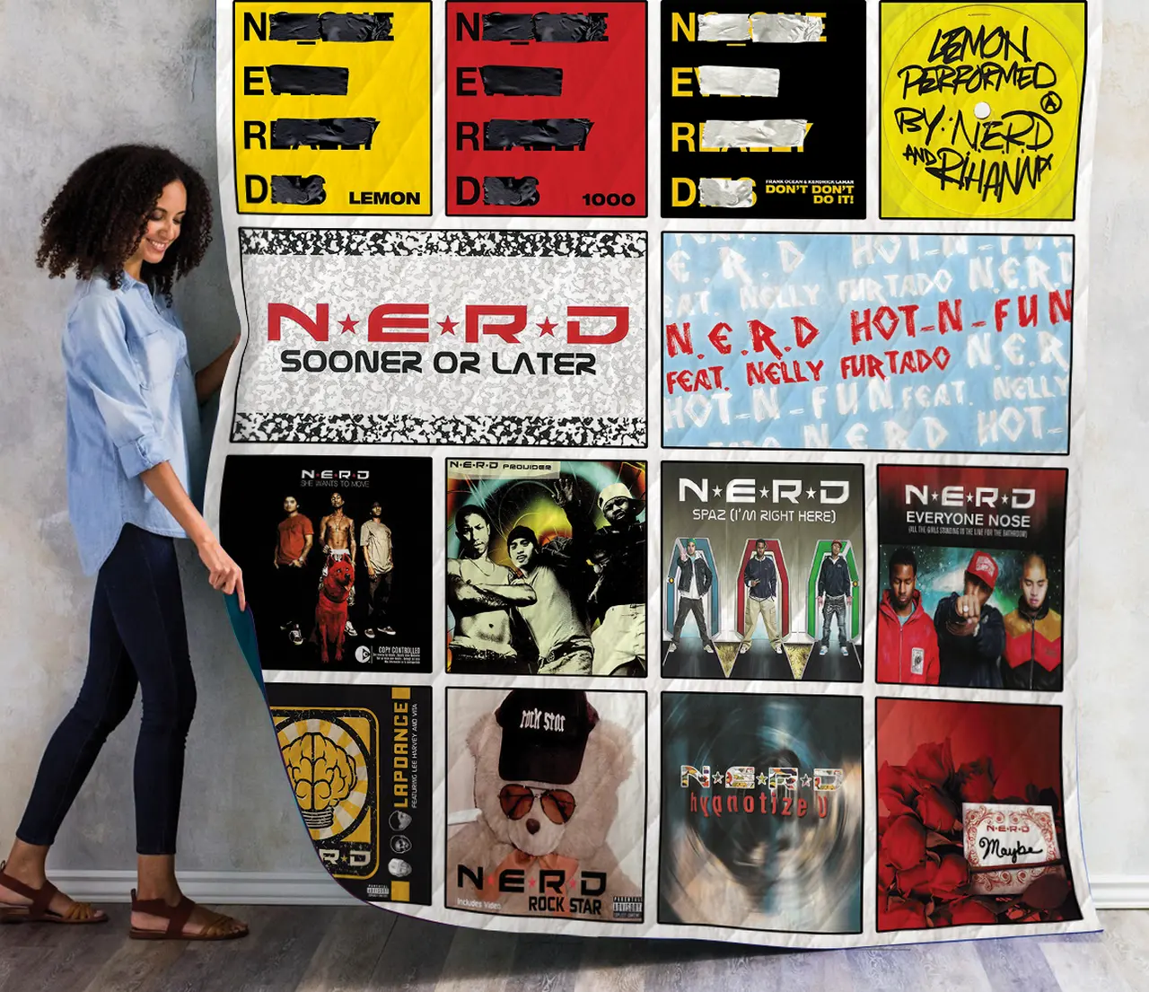N*E*R*D Singles Quilt Blanket Ver 14 and Home Decor