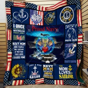 Navy Mom Blanket Htt-Qvk00037 Quilt and Home Decor