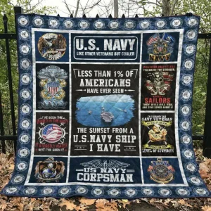 Navy Quilt Blanket Ver 3 Quilt and Home Decor