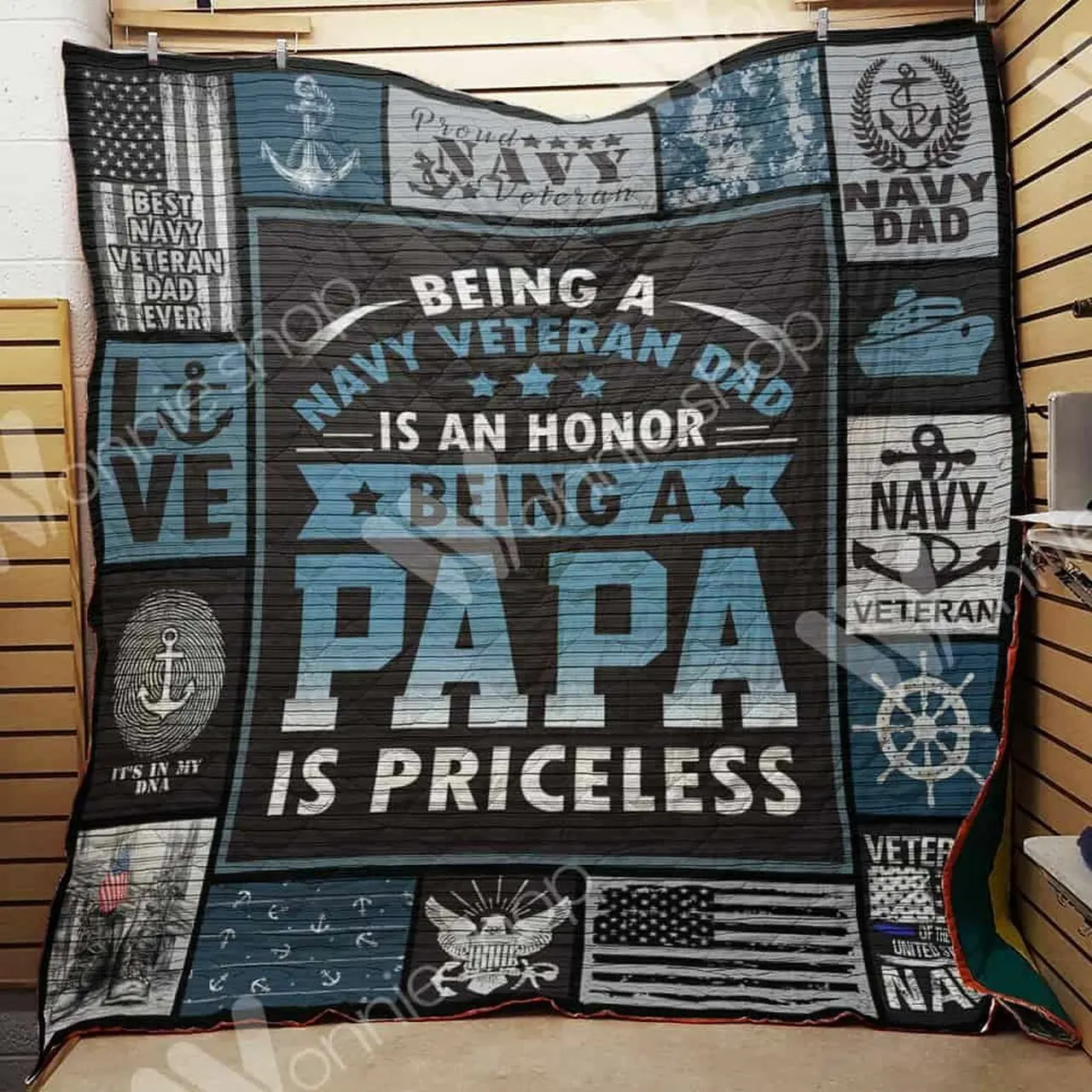Navy Veteran Dad Quilt Blanket Dhc1102292Td and Home Decor