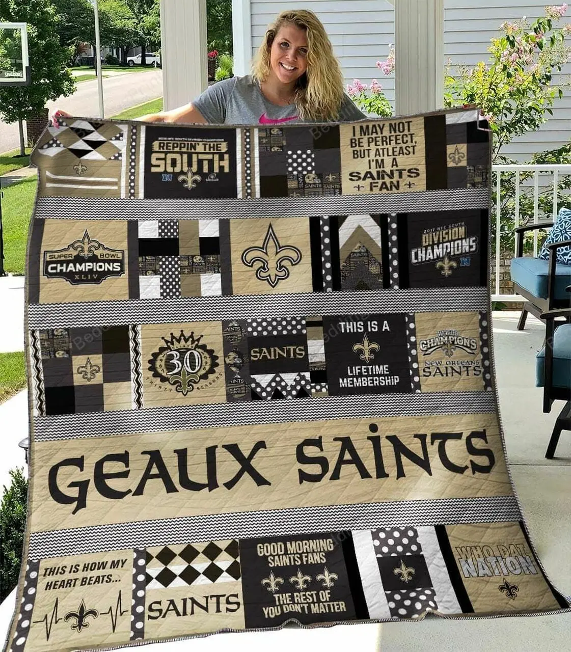 New Orleans Saints 3 Quilt Blanket and Home Decor