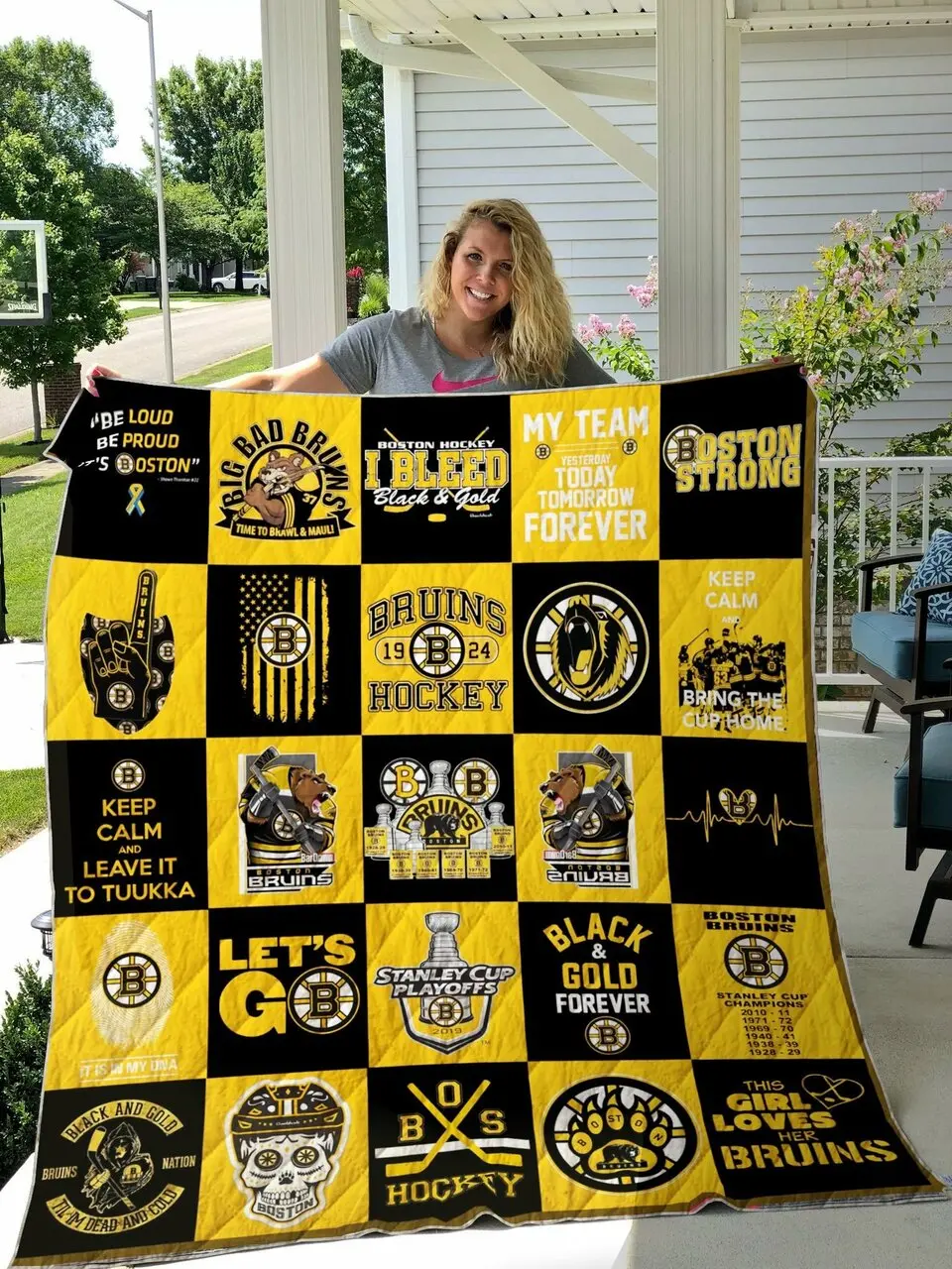 Nhl Boston Bruins Quilt Blanket and Home Decor
