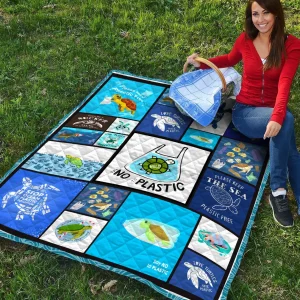 No Plastic Save Turtles Quilt Maria and Home Decor