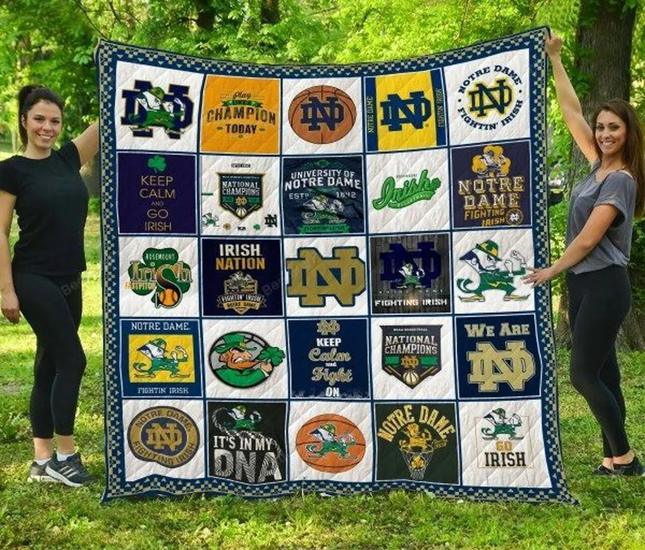 Notredame Fighting Irish Quilt Blanket Fan Made and Home Decor