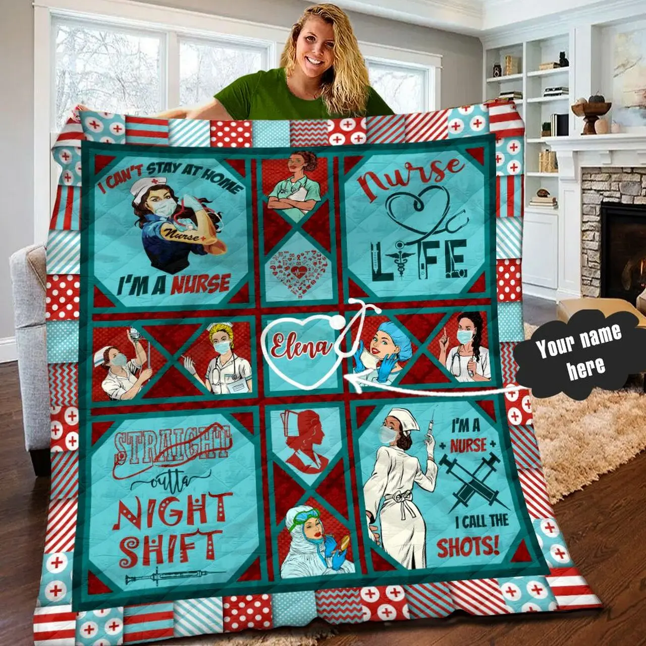 Nurse Personalized Quilt Blanket Lml090603Dt and Home Decor