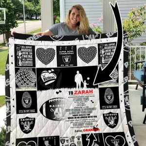 Oakland Raiders Personalized Name Quilt Blanket and Home Decor