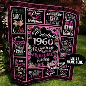 October 1960 Personalized Quilt Blanket Bbb010630Mh and Home Decor