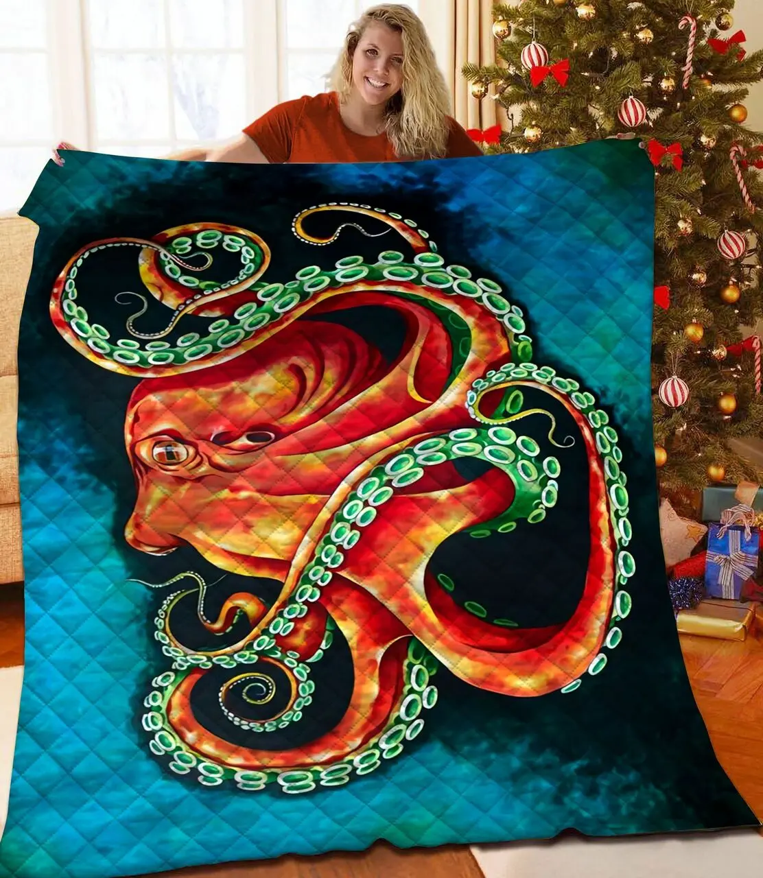 Octopus JFJ10743 3D Customized Quilt 2707 and Home Decor