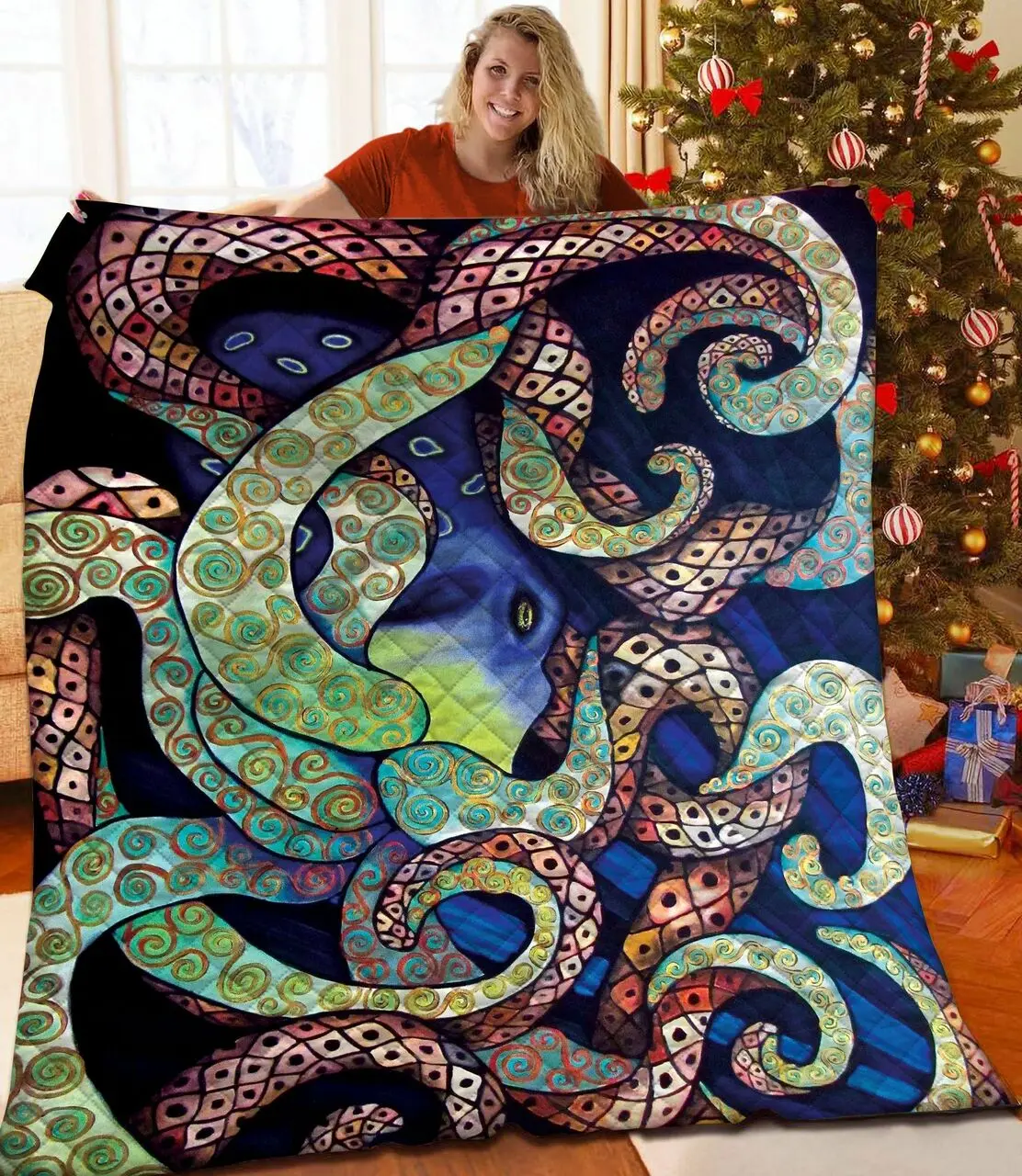 Octopus JFJ10747 3D Customized Quilt 2707 and Home Decor