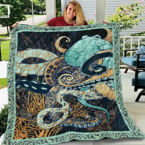 Octopus Metallic JK6 NTTH011298 3D Customized Quilt and Home Decor