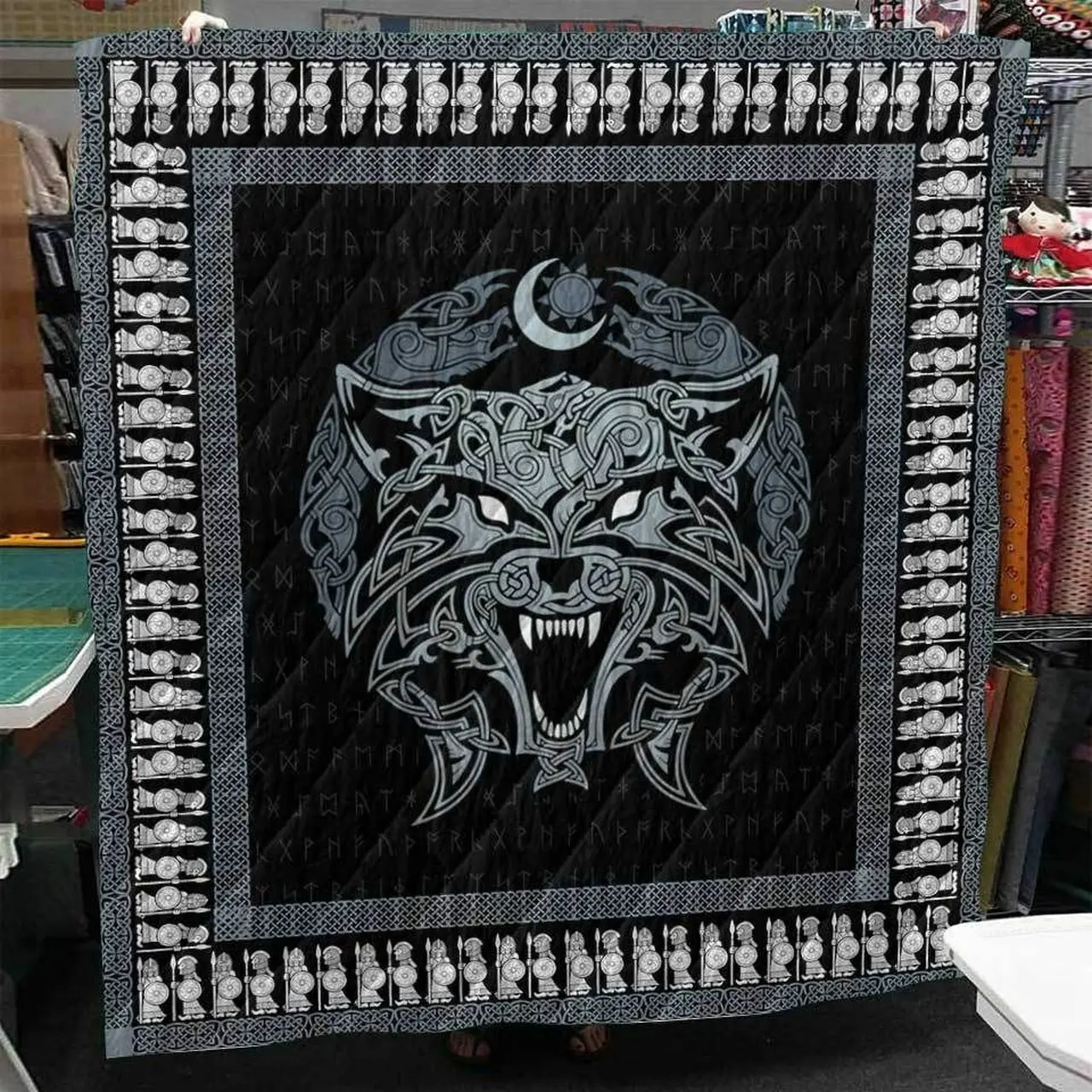 Odin Wolf Viking Cl2100390Mdq Quilt Blanket and Home Decor