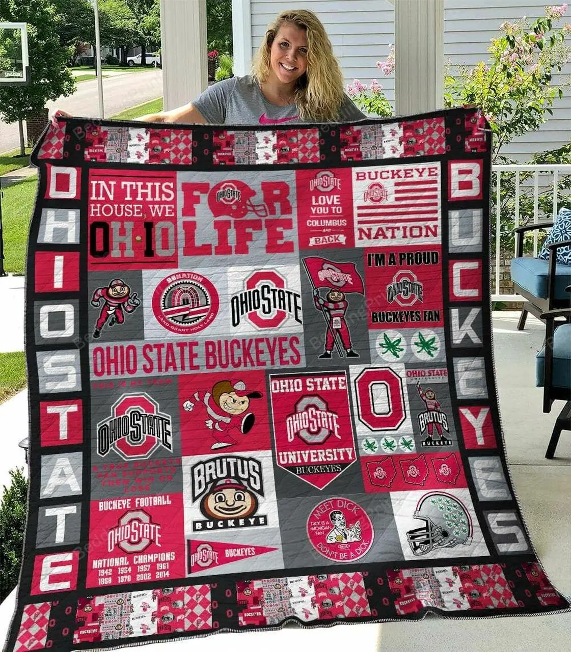 Ohio State Buckeyes Quilt Blanket and Home Decor