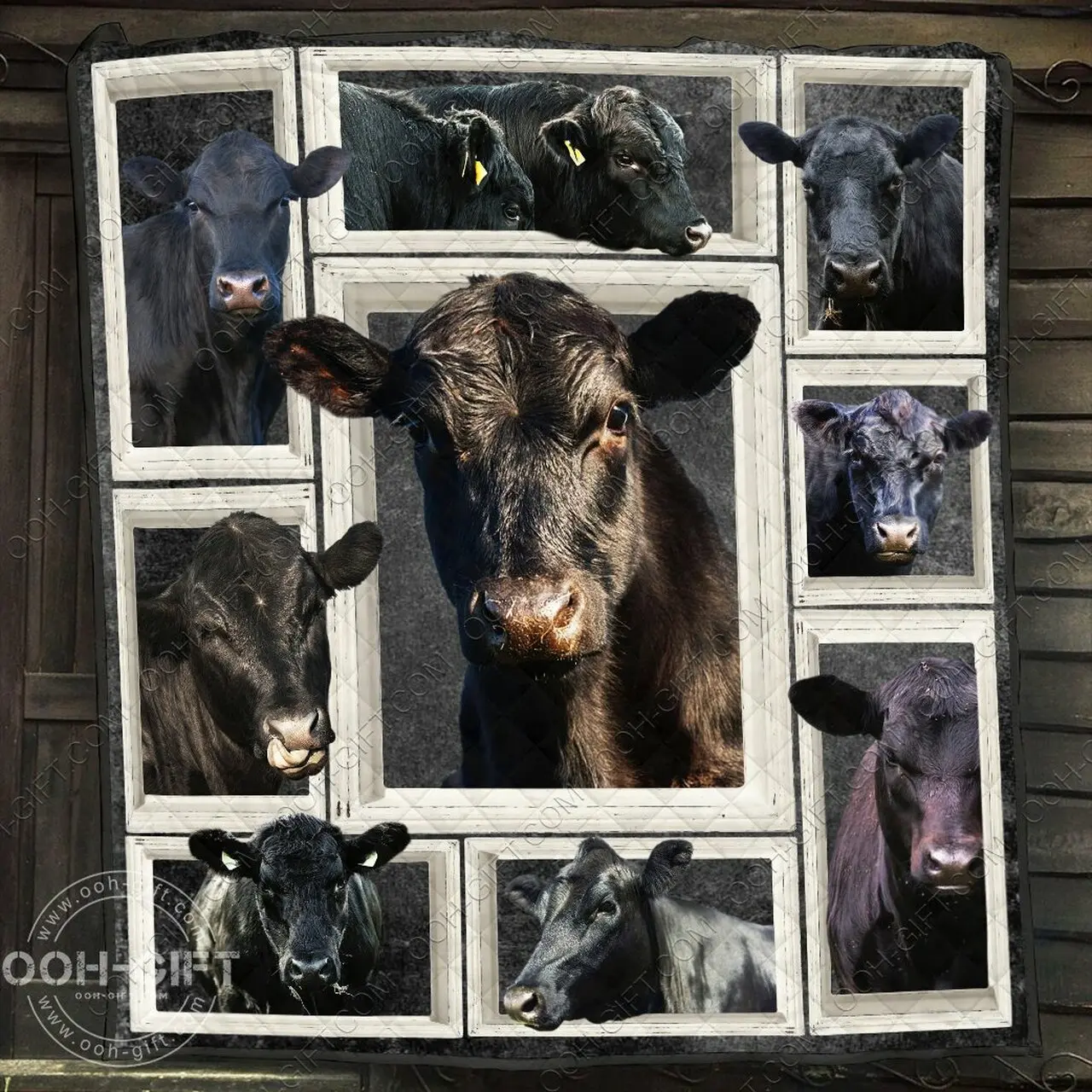 Ooh-Gift Premium Quilt Farmer Black Cows Quilt and Home Decor