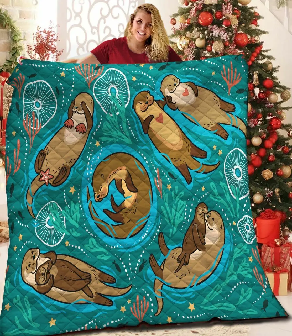 Otter JFJ10841 3D Customized Quilt 2707 and Home Decor