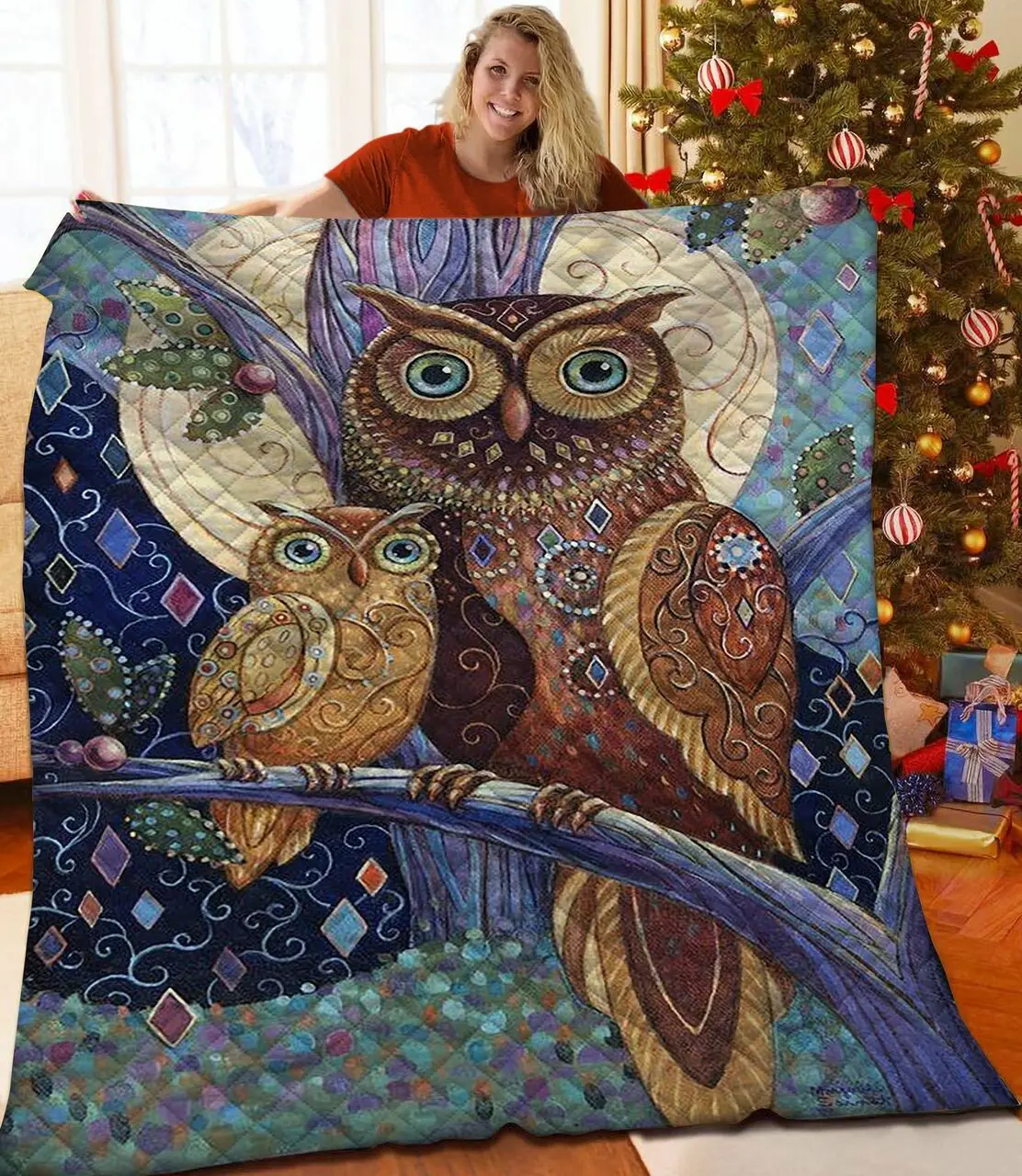 Owl JFJ10881 3D Customized Quilt 2707 and Home Decor