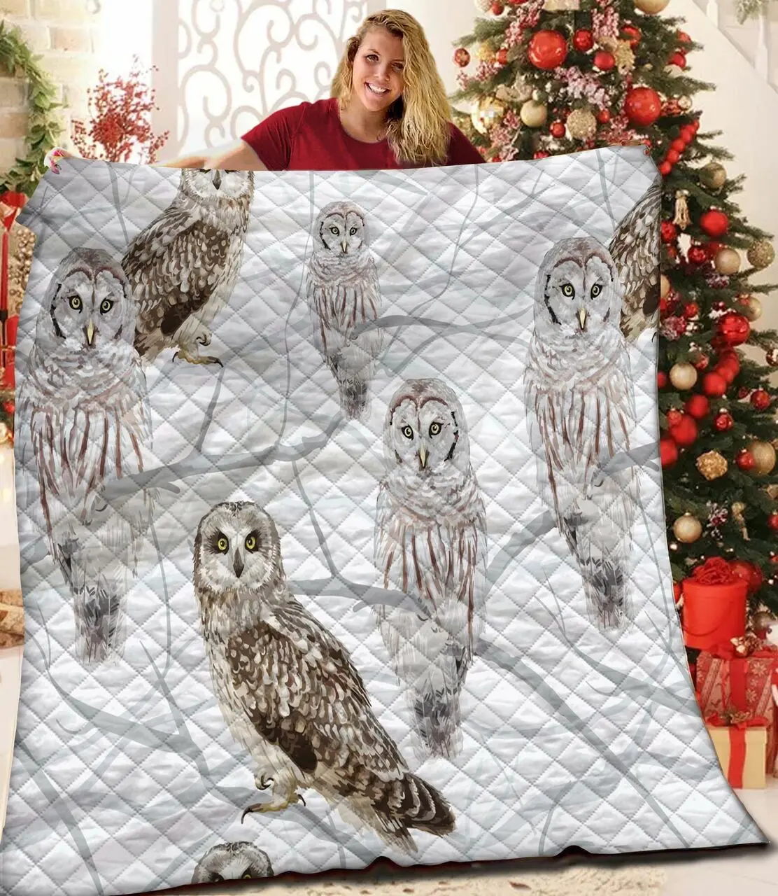 Owl JFJ10969 3D Customized Quilt 2707 and Home Decor