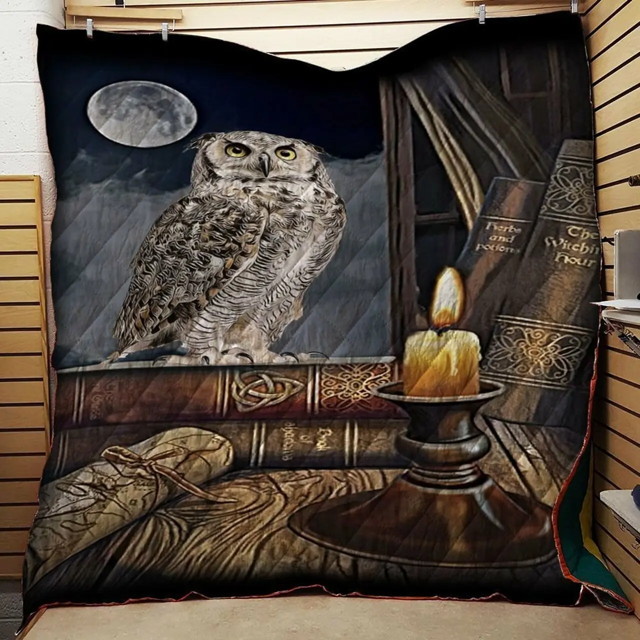 Owl Moonlight Books Candle Quilt Tdhwz and Home Decor