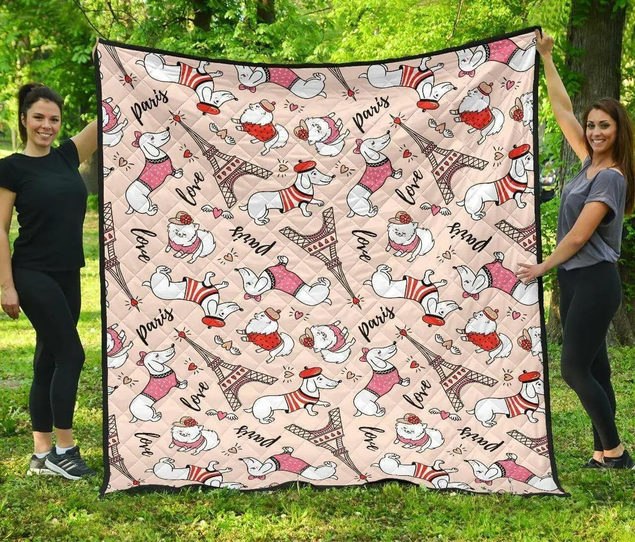 Paris Dog Cl12100504Mdq Quilt Blanket and Home Decor