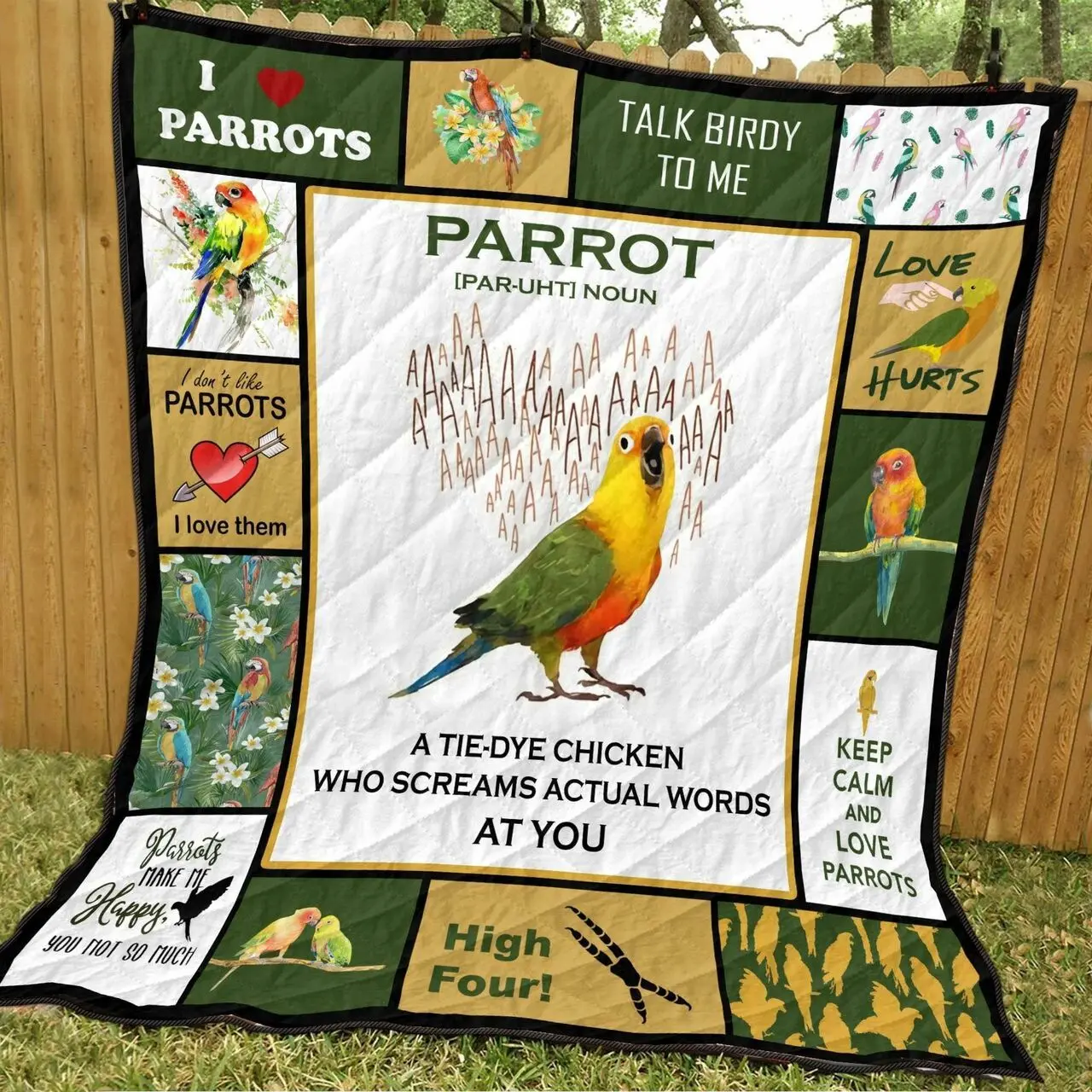Parrot V1SK 3D Customized Quilt and Home Decor