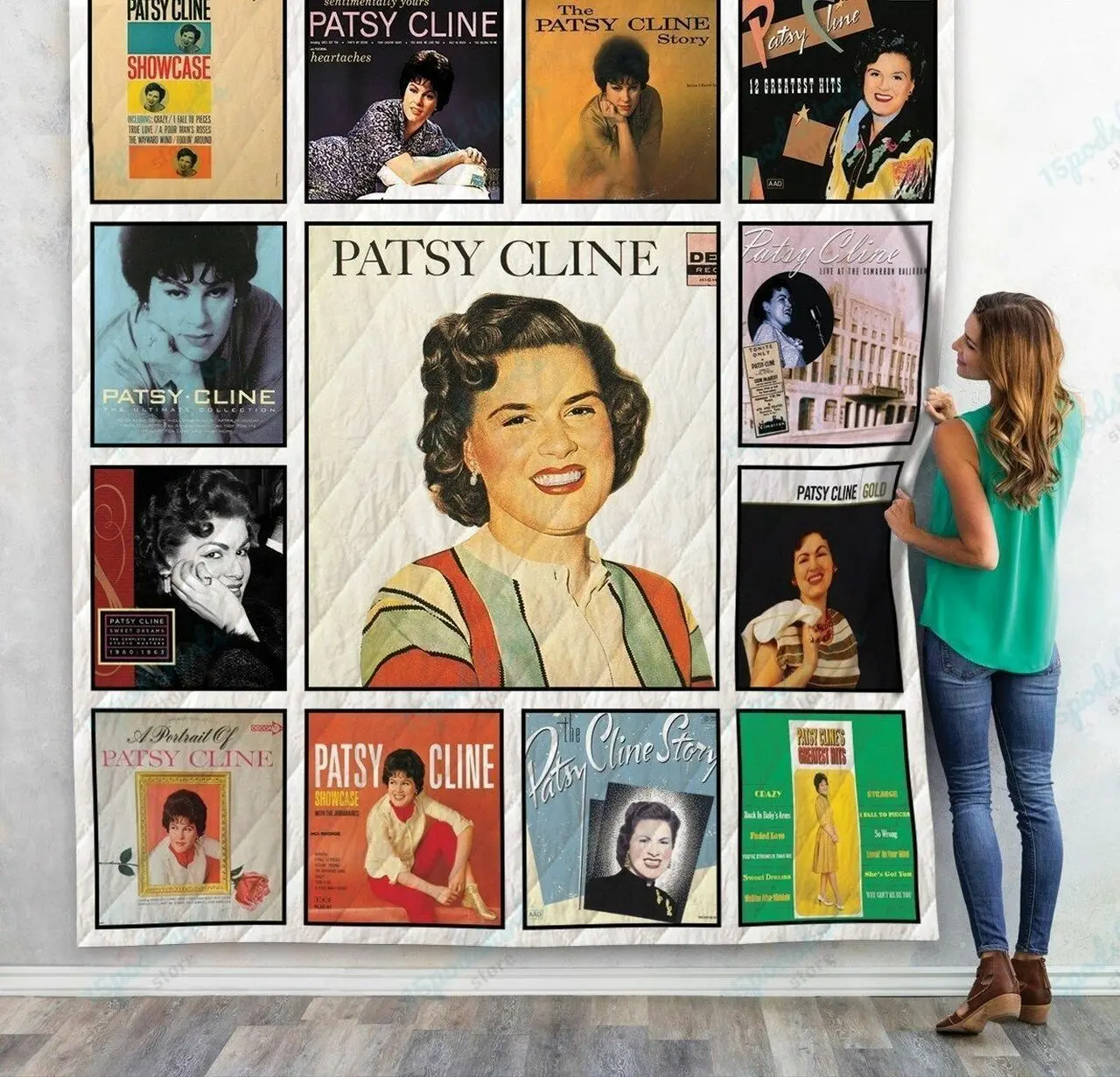 Patsy Cline Album Quilt Blanket 01 and Home Decor
