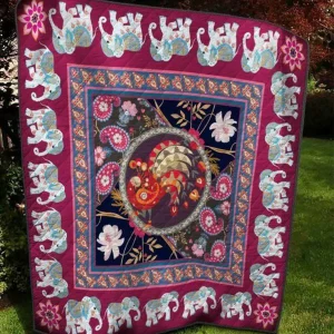 Peacock And Elephant Quilt Blanket Quilt and Home Decor